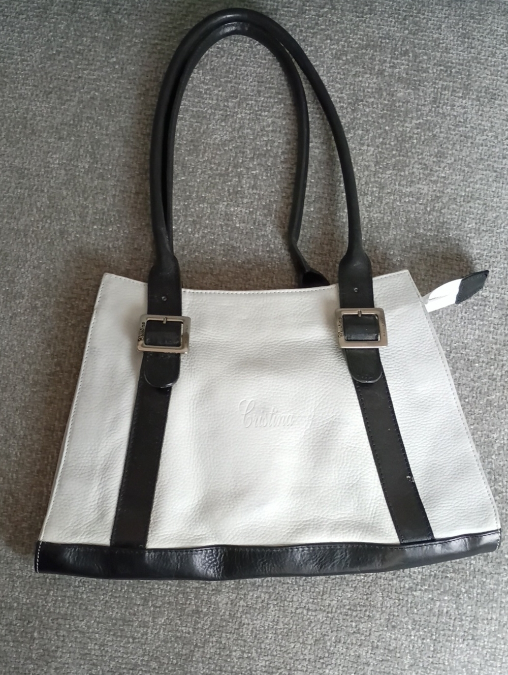 Casual Two-Tone White and Black Shoulder Bag by Cristina